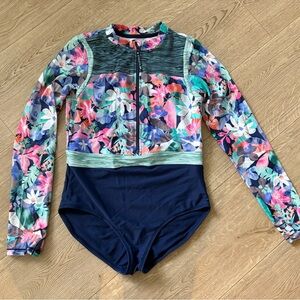 Athleta Kids Floral Rashguard - Navy and Multicolor